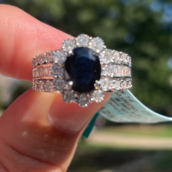 Effy 1.9 ct t.w Sapphire 0.94 ct t.w Diamond Ring 14k White Gold - Picture 9 of 9